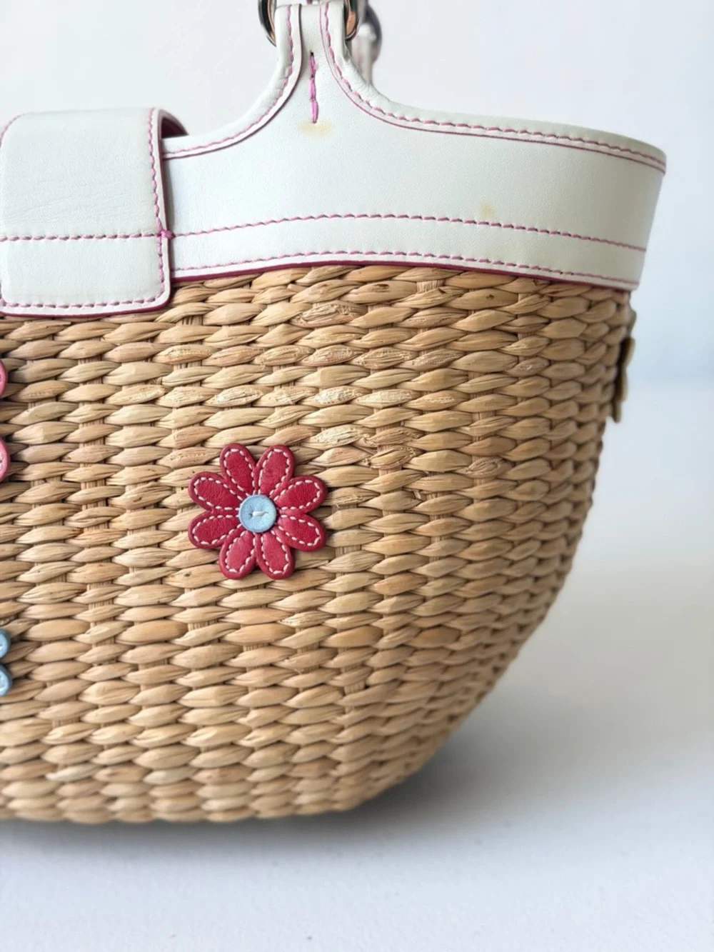 Y2K Coach Soho Straw Floral Basket Tote - Picture 7 of 16